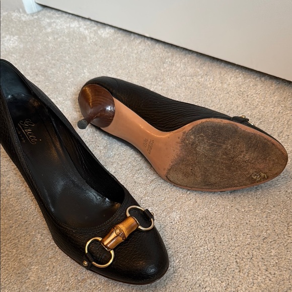 Gucci Black Leather Bamboo Horsebit Women's Heels - Picture 6 of 6